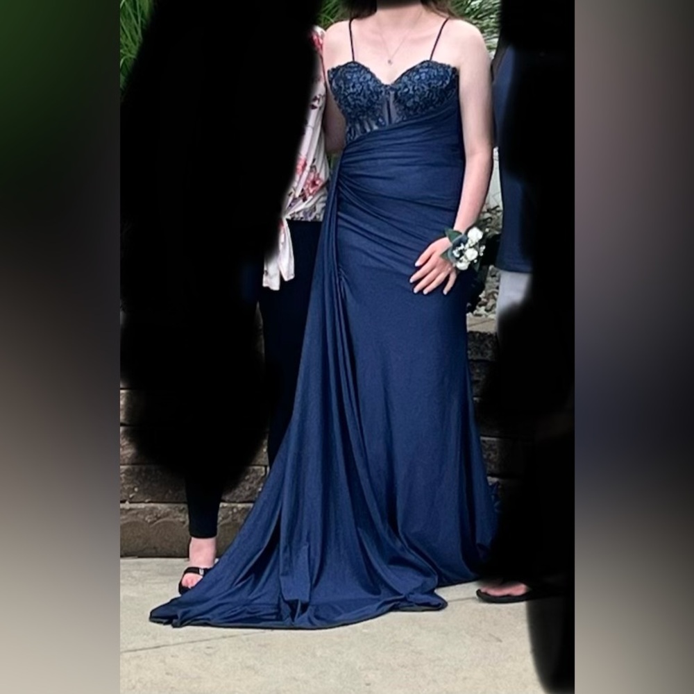 Stunning Navy Blue Prom Dress